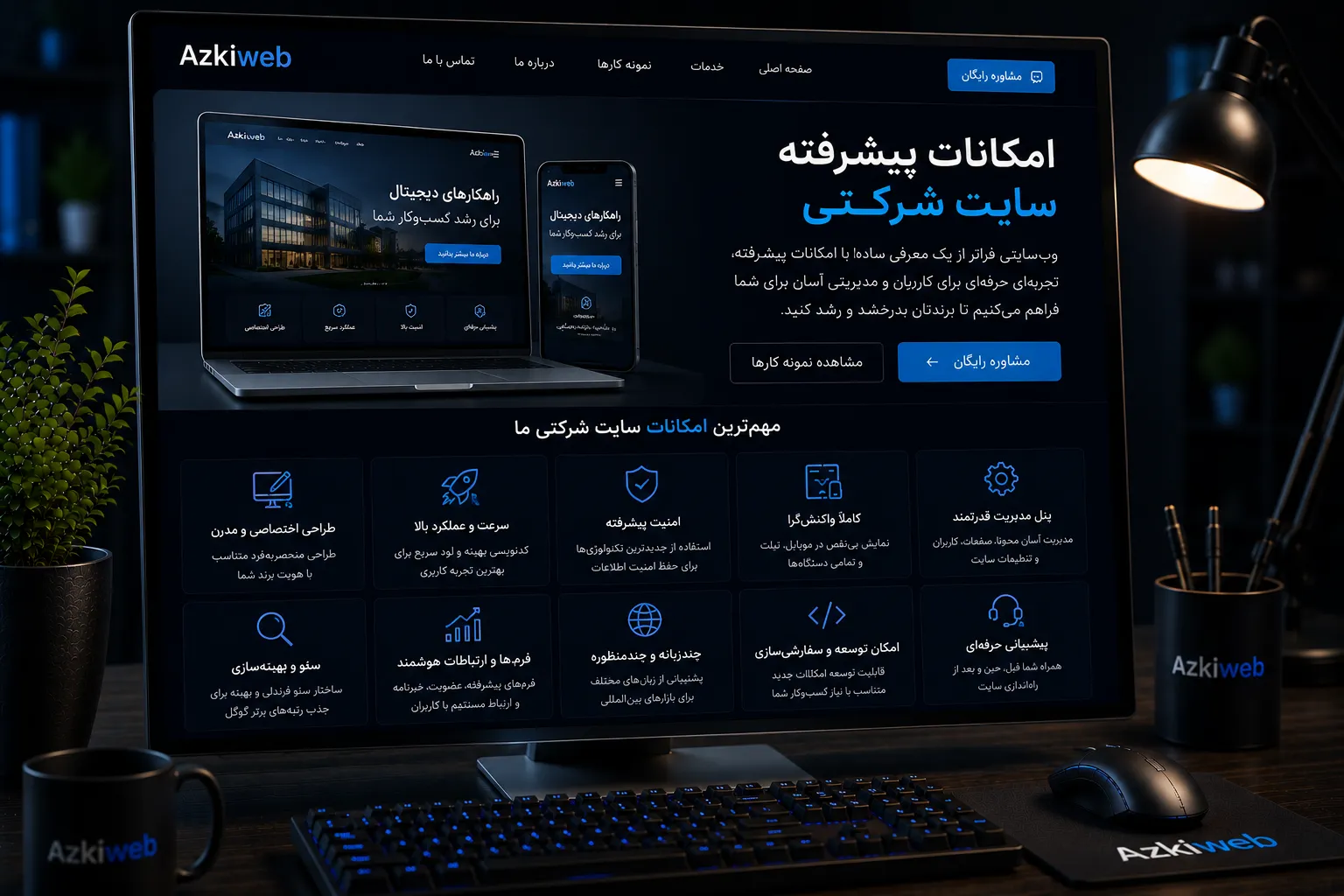 صفحات خدمات شرکتی با مسیر مشخص برای تماس و درخواست همکاری