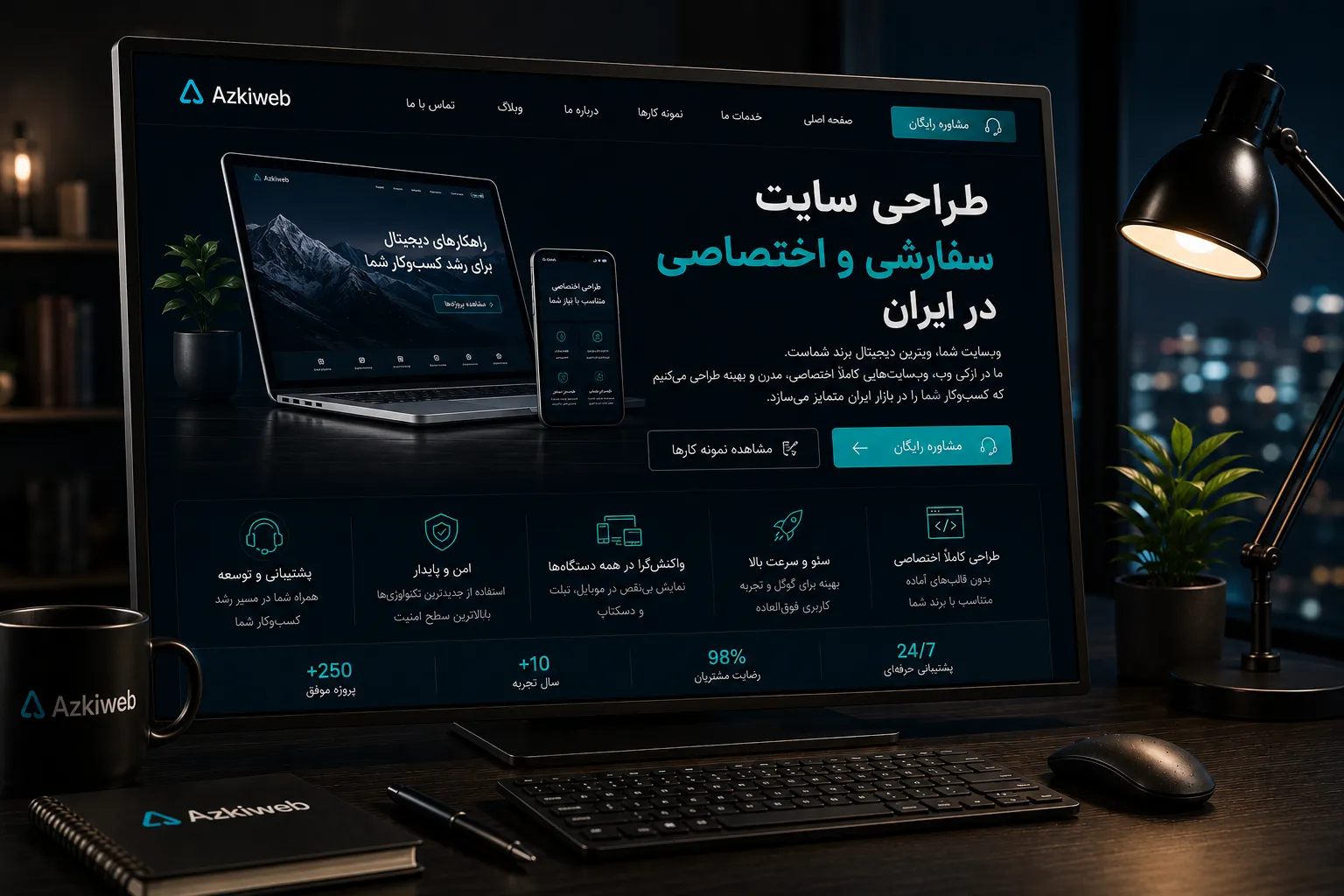نمونه طراحی رابط کاربری اختصاصی برای یک وب‌سایت کسب‌وکار