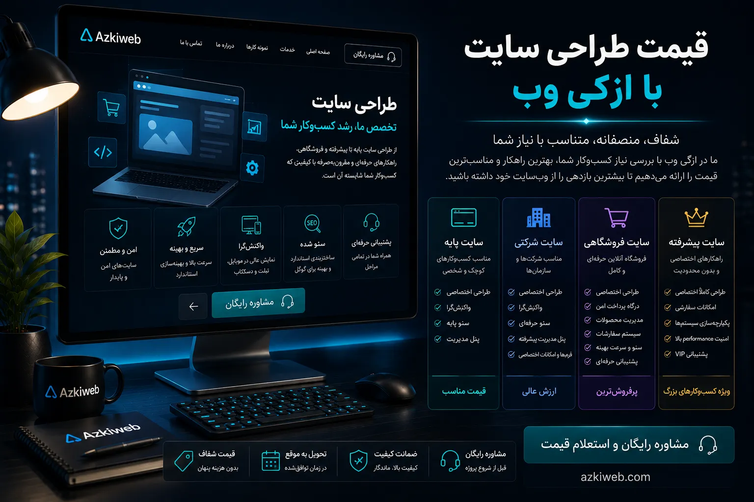 تفکیک هزینه طراحی سایت، دامنه، هاست، پشتیبانی و توسعه