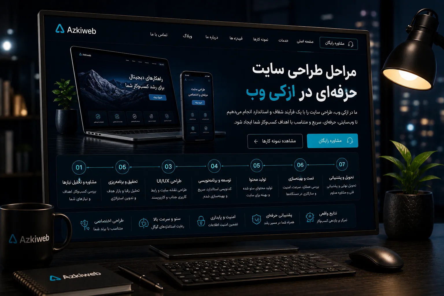 نمودار مراحل سفارش، طراحی، توسعه و تحویل پروژه طراحی سایت