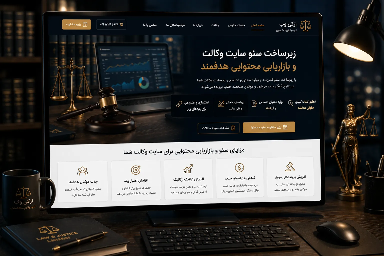 ساختار امن و حرفه‌ای برای ارتباط با مراجعان در سایت وکالت
