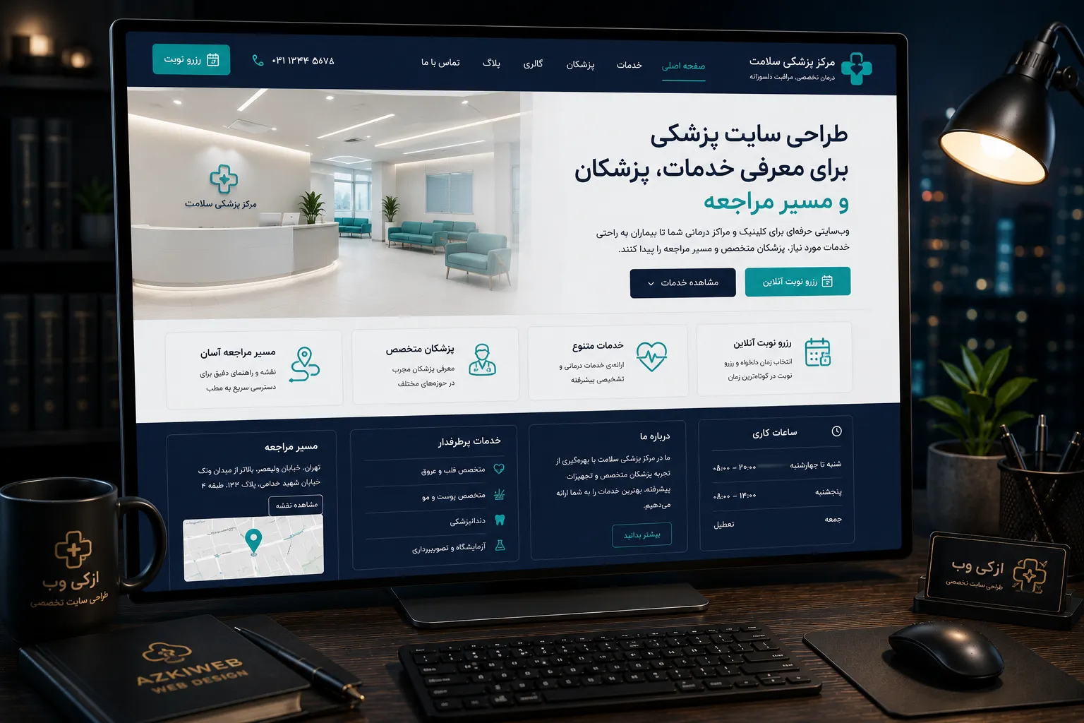 صفحه معرفی پزشک و خدمات درمانی در طراحی سایت پزشکی