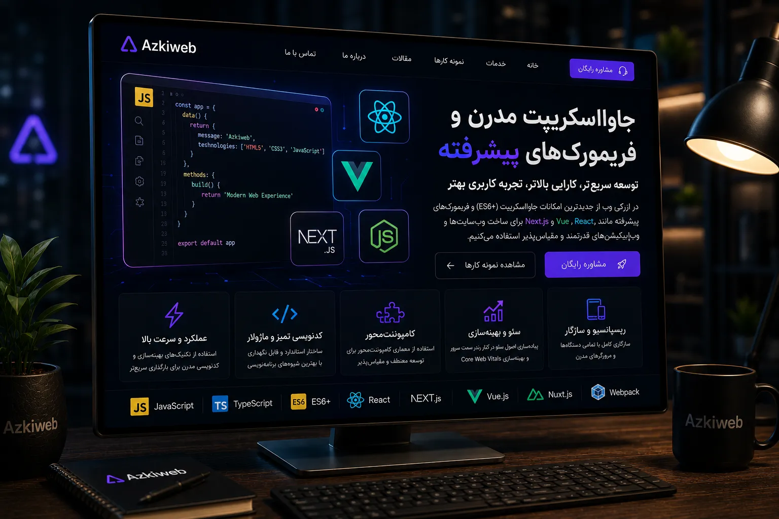 JavaScript و React در کنار HTML5 برای رابط‌های تعاملی وب