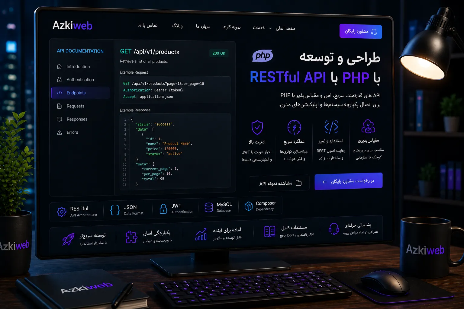 طراحی REST API و سرویس‌های Backend با PHP