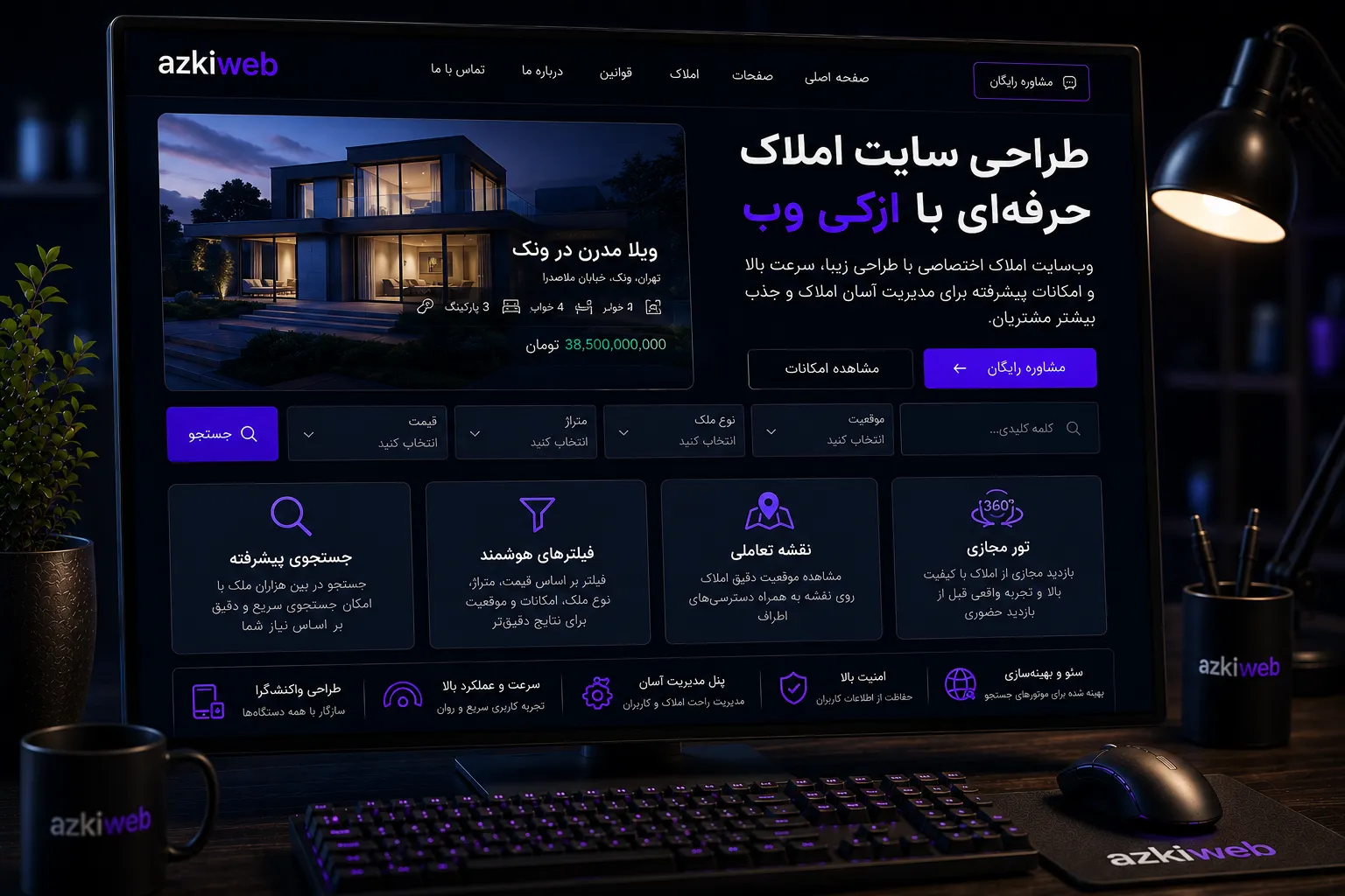 فهرست فایل‌های ملکی با فیلترهای قیمت، منطقه، متراژ و نوع معامله