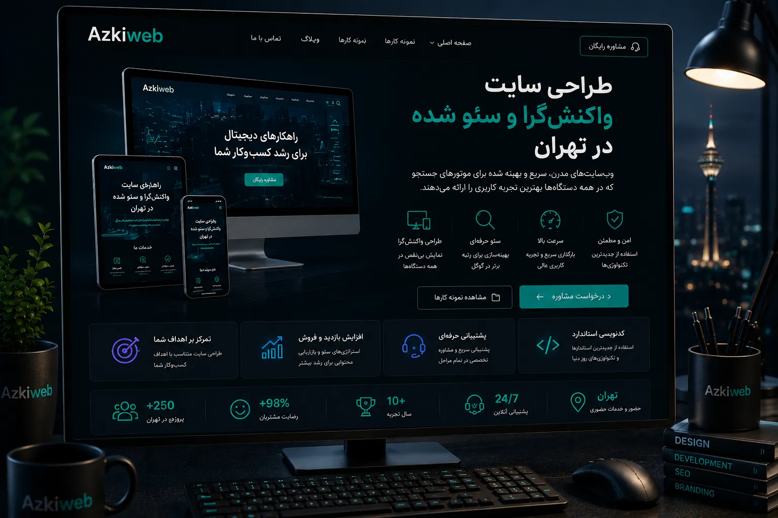 طراحی واکنش‌گرا و زیرساخت سئو برای سایت کسب‌وکارهای تهران