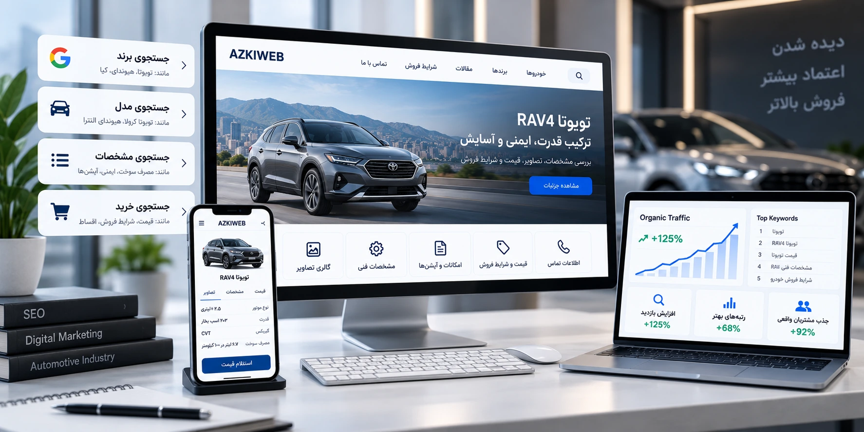 استراتژی سئو سایت خودرو برای برند، مدل، تیپ، مشخصات فنی و جستجوهای مرتبط با خرید خودرو