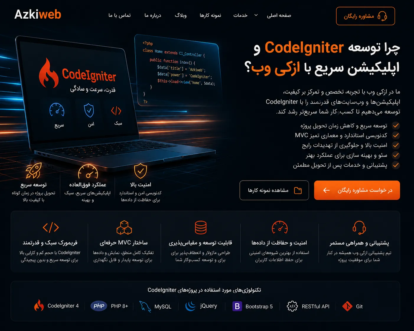 انتخاب CodeIgniter برای توسعه سیستم PHP بر اساس Scope و معماری پروژه