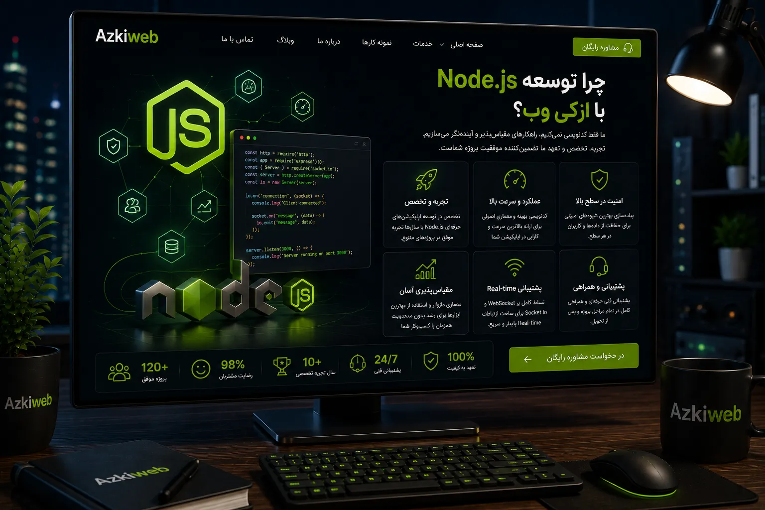 انتخاب Node.js براساس نیاز API، Real-Time و معماری پروژه