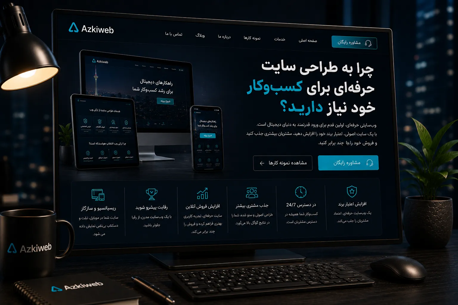 نمایش وب‌سایت حرفه‌ای کسب‌وکار در دستگاه‌های مختلف