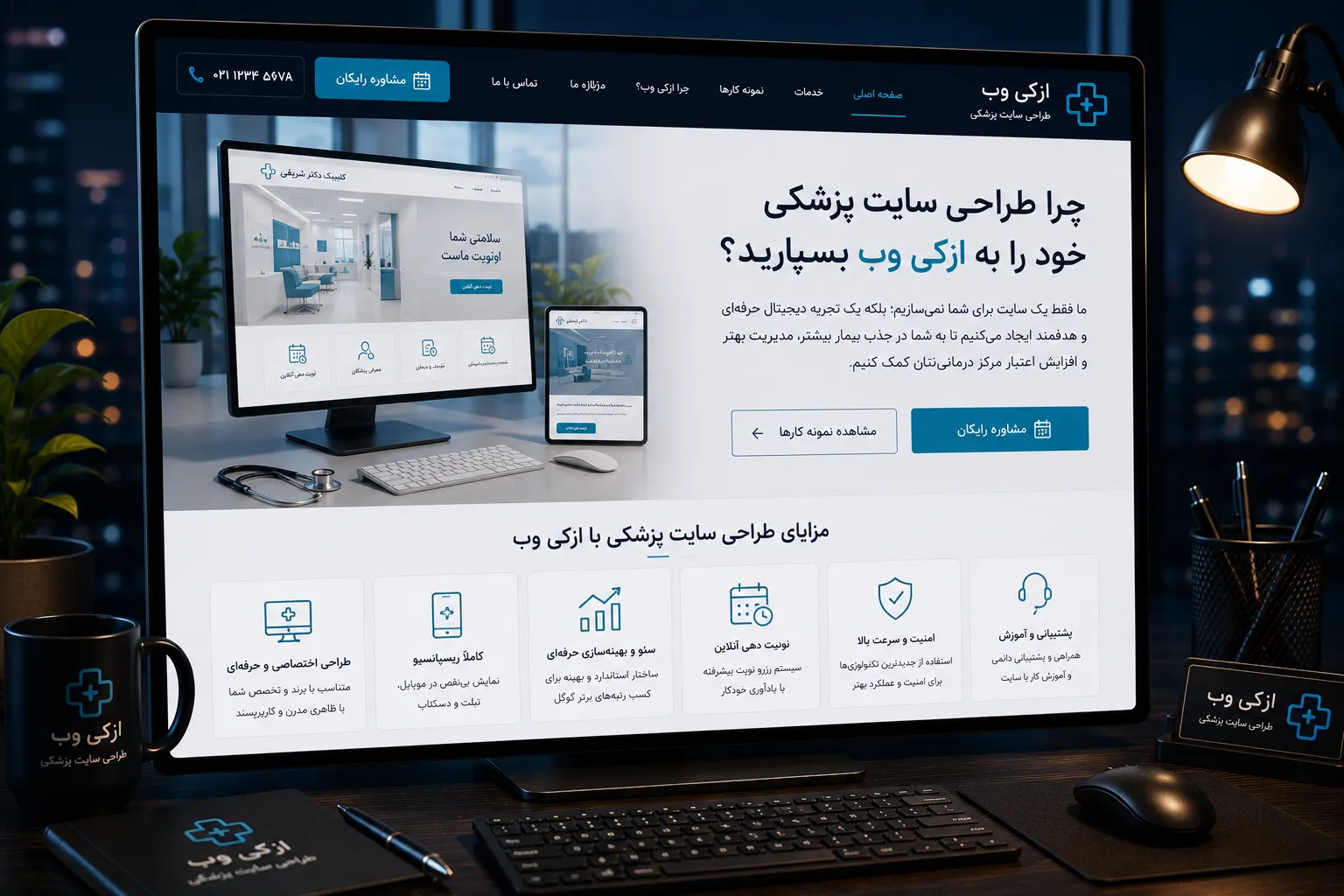 برنامه‌ریزی طراحی سایت پزشکی بر اساس خدمات، پزشکان و نوبت‌دهی